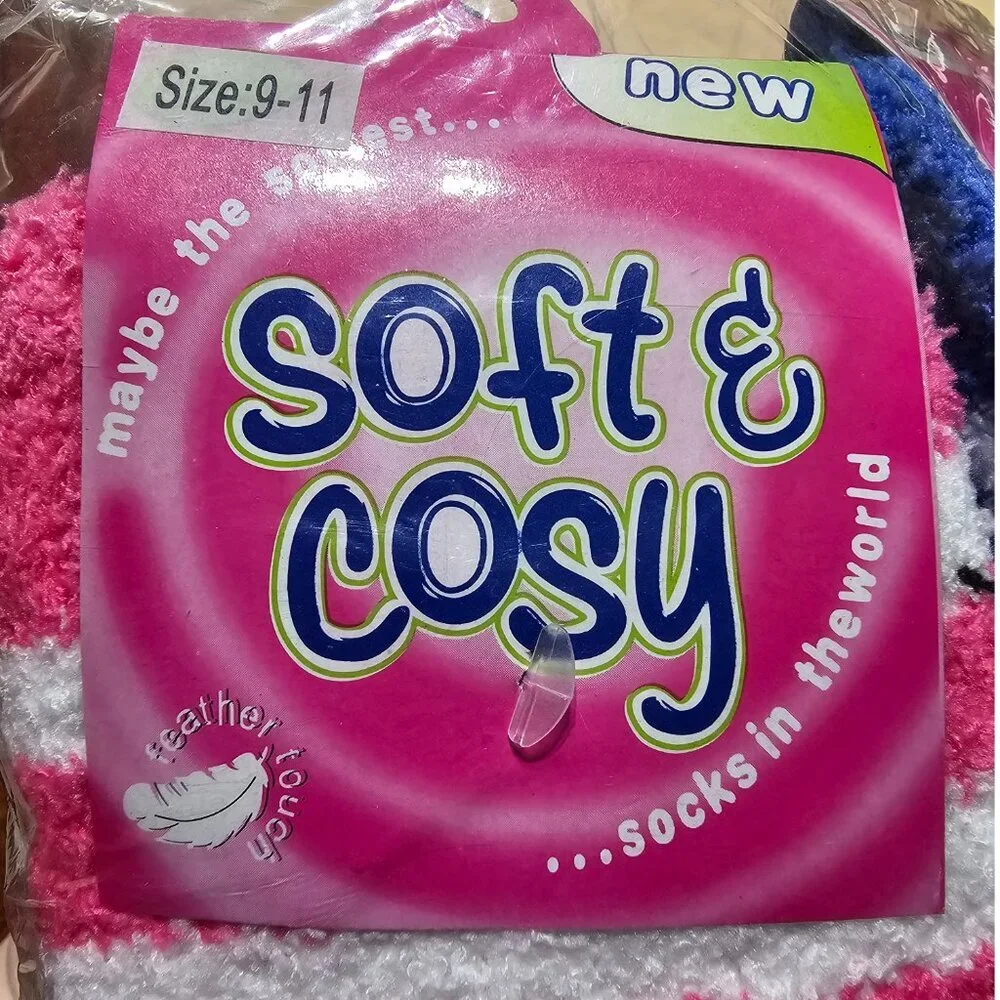 Soft & Cosy Fuzzy Socks, Striped, 6 pairs